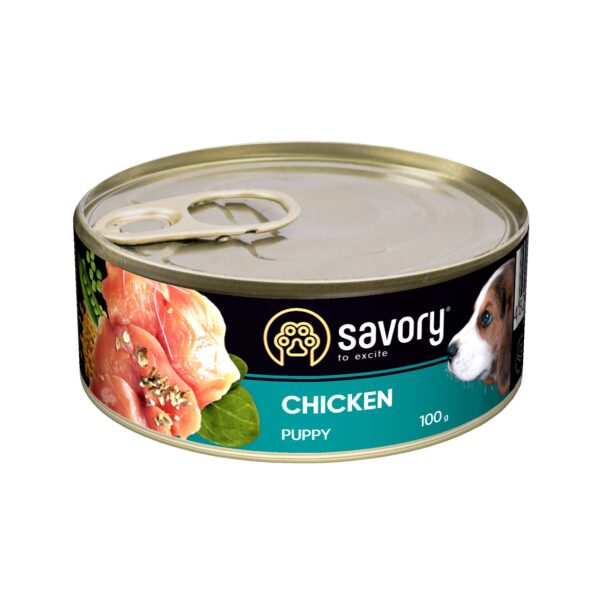 Вологий корм Savory для цуценят усіх порід, з куркою