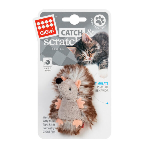 Іграшка для котів Їжачок з брязкальцем GiGwi Catch & scratch плюш, штучне хутро, 7 см - Image 2