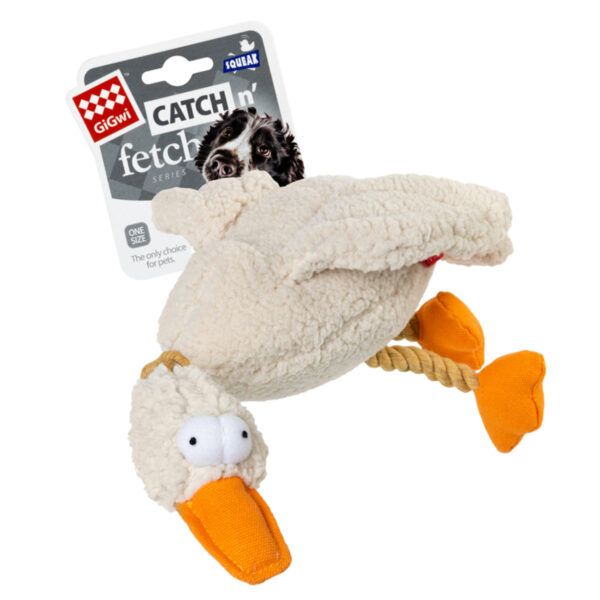 Іграшка для собак Качка з пищалкою GiGwi Catch & fetch, текстиль, мотузка, 36 см - Image 2