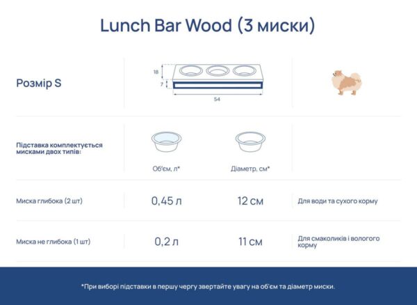 Три миски на підставці для котів Lunch Bar Wood ДЛЯ КОТИКІВ - Image 2