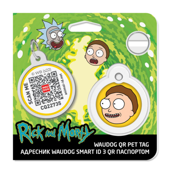 Адресник для собак і котів металевий WAUDOG Smart ID з QR паспортом малюнок "Рік та Морті 2" - Image 4