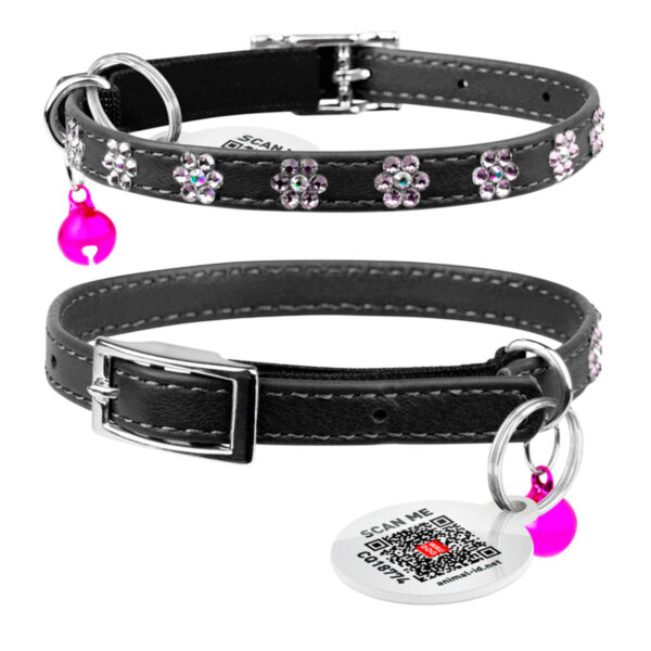 Нашийник "WAUDOG GLAMOUR" з резинкою клейовими стразами "Квітка" для котів - Image 16