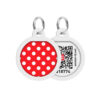 Адресник для собак та котів металічний WAUDOG Smart ID з QR паспортом малюнок "Горох", круг, Д 25 мм