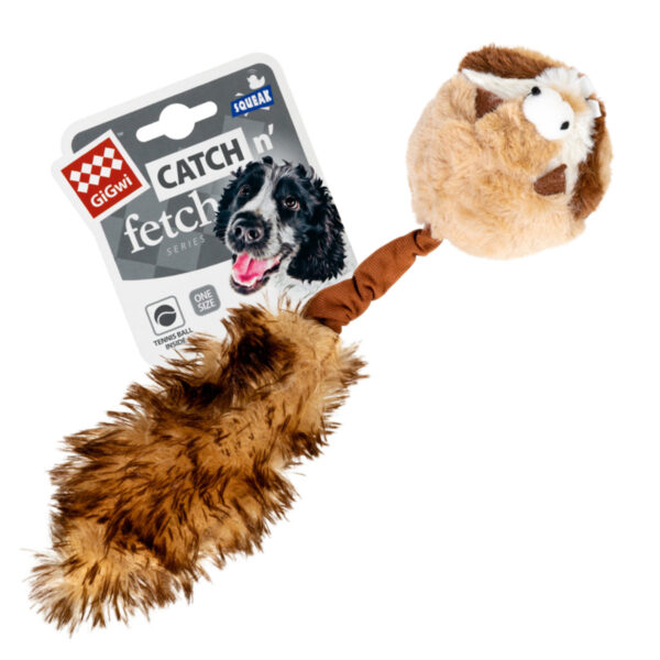 Іграшка для собак Борсук з 2-ма пищалками GiGwi Catch & fetch, штучне хутро, 26 см - Image 2