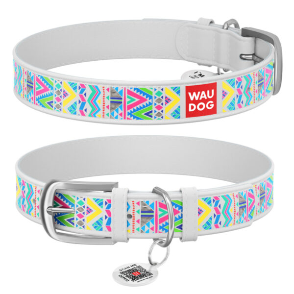 Нашийник WAUDOG Design з малюнком "Інді" преміум шкіра - металева пряжка