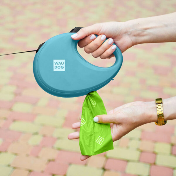 Повідець-рулетка для собак WAUDOG R-leash з контейнером для пакетів світловідбивна стрічка - Image 5