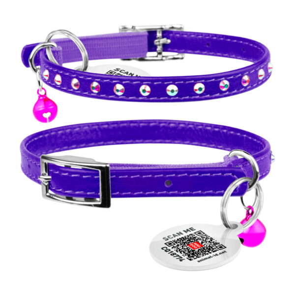 Нашийник "WAUDOG GLAMOUR" з резинкою - клейовими стразами - для котів - Image 13
