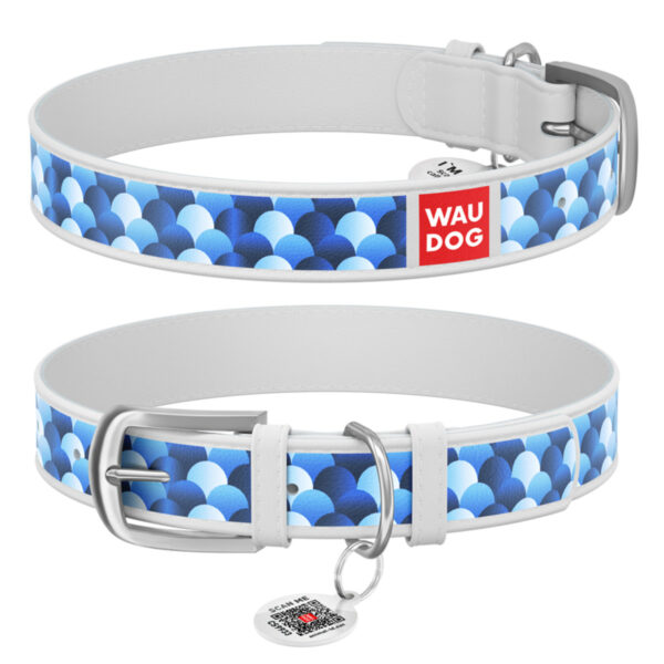 Нашийник WAUDOG Design з малюнком "Луска" преміум шкіра - металева пряжка