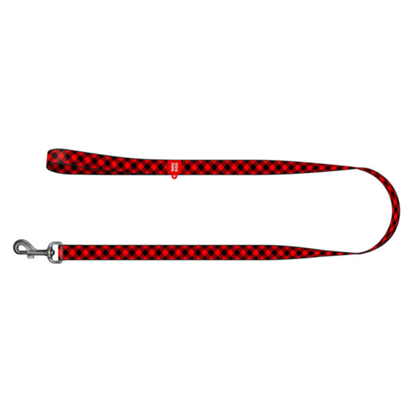 Повідець для собак нейлоновий WAUDOG Nylon малюнок "Шотландка червона" - Image 3