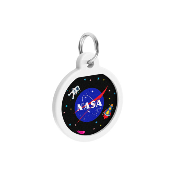Адресник для собак та котів металічний WAUDOG Smart ID з QR паспортом малюнок "NASA", круг, Д 25 мм - Image 4