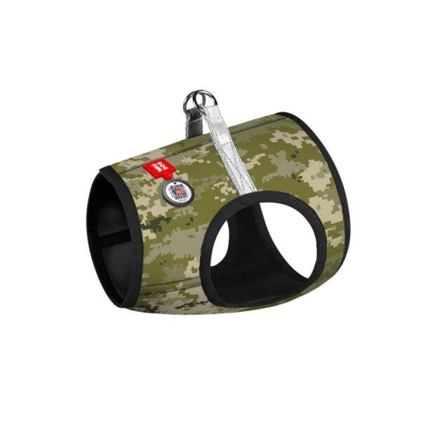 Шлея для собак м'яка WAUDOG Clothes з QR паспортом "Мілітарі"