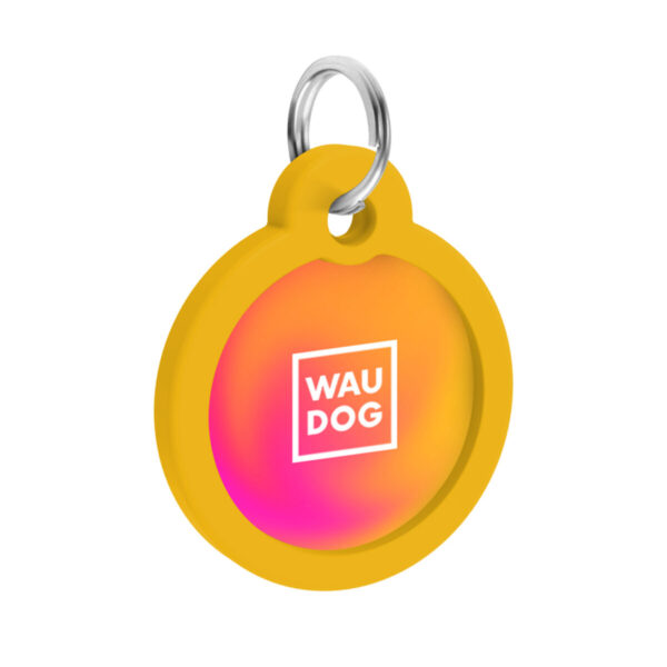 Адресник для собак і котів металевий WAUDOG Smart ID з QR паспортом малюнок "Градієнт помаранчевий", коло, Д 30 мм - Image 3