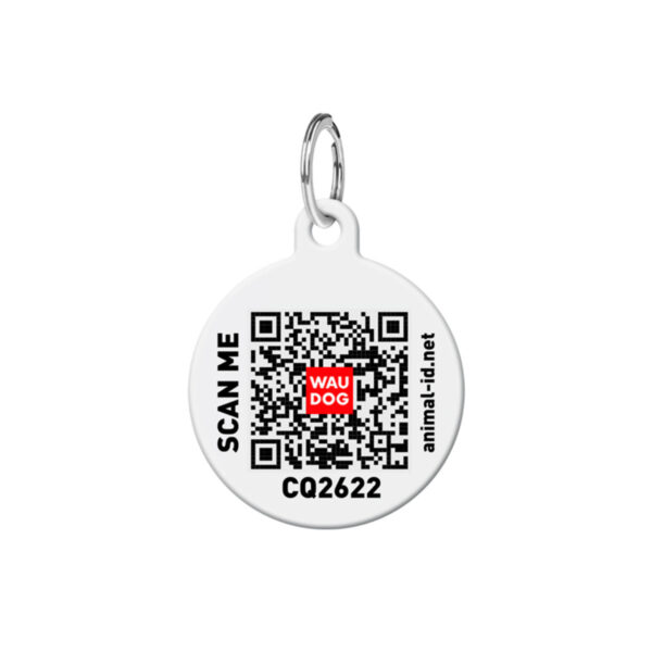 Адресник для собак та котів персоналізований металевий WAUDOG Smart ID з QR паспортом, S малюнок "Камо зелений", коло, Д 25 мм - Image 3