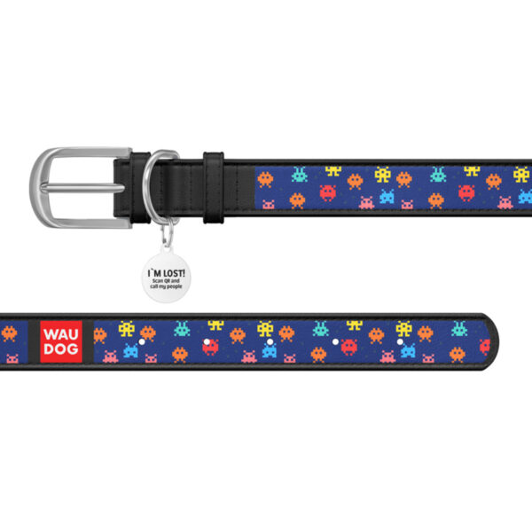 Нашийник WAUDOG Design з малюнком "Пікселі" преміум шкіра - металева пряжка - Image 9