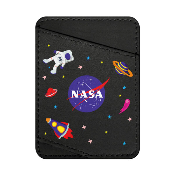 Холдер для карток WAUDOG Design з малюнком "NASA", преміум шкіра, ширина 70мм, довжина 95мм чорний