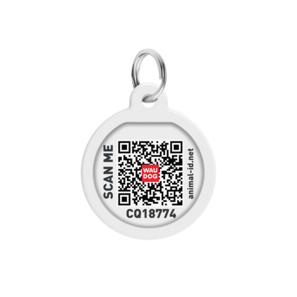 Адресник для собак і котів металевий WAUDOG Smart ID з QR паспортом малюнок "Дім", коло, Д 25 мм - Image 3
