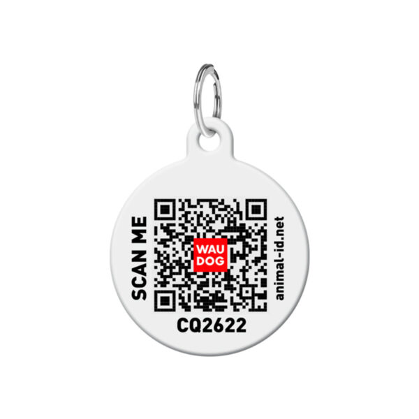 Адресник для собак та котів персоналізований металевий WAUDOG Smart ID з QR паспортом, M малюнок "Яєчня", коло, Д 30 мм - Image 3