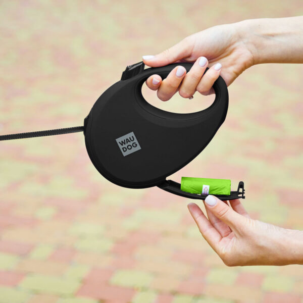 Повідець-рулетка для собак WAUDOG R-leash з контейнером для пакетів світловідбивна стрічка - Image 49