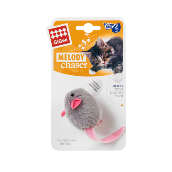 Іграшка для котів Мишка з електронним чіпом GiGwi Melody chaser, штучние хутро, 6 см - Image 2