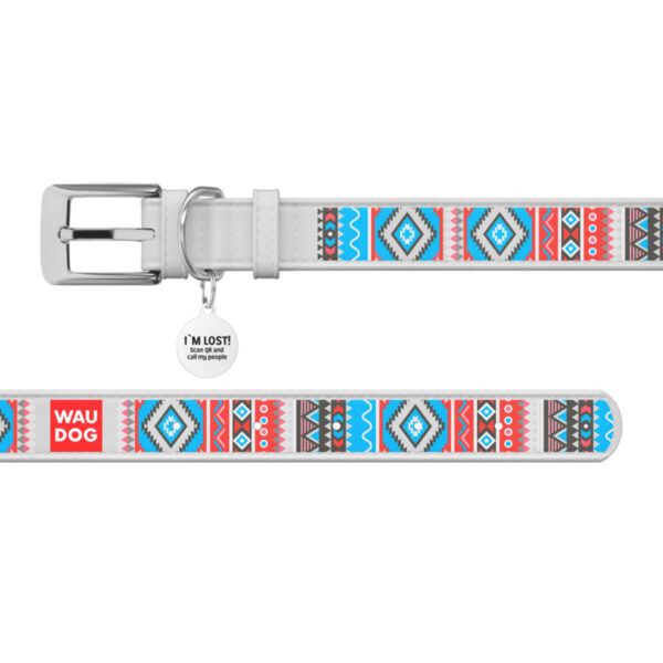 Нашийник для собак шкіряний WAUDOG Design з QR паспортом малюнок "Етно" - Image 11