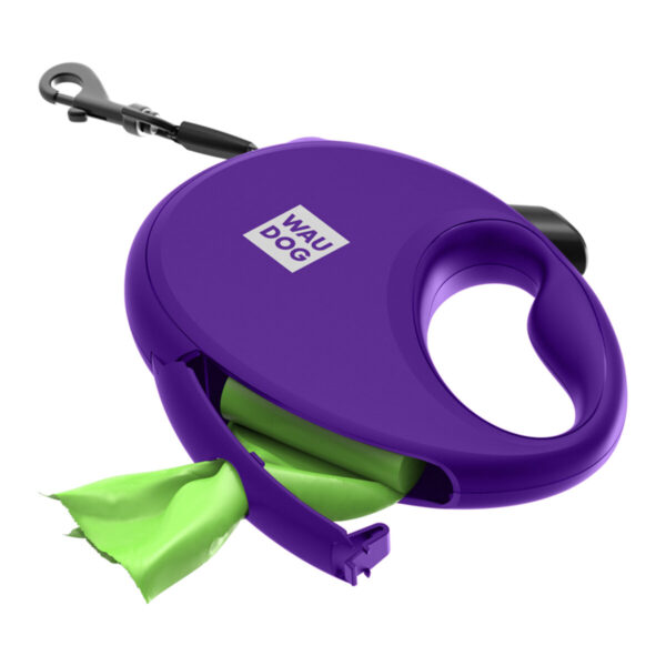 Повідець-рулетка для собак WAUDOG R-leash з контейнером для пакетів світловідбивна стрічка - Image 79