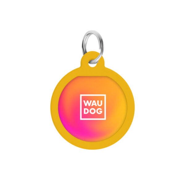 Адресник для собак і котів металевий WAUDOG Smart ID з QR паспортом малюнок "Градієнт помаранчевий", коло, Д 25 мм - Image 5