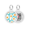 Адресник для собак та котів металічний WAUDOG Smart ID з QR паспортом малюнок "Яєчня", круг, Д 25 мм