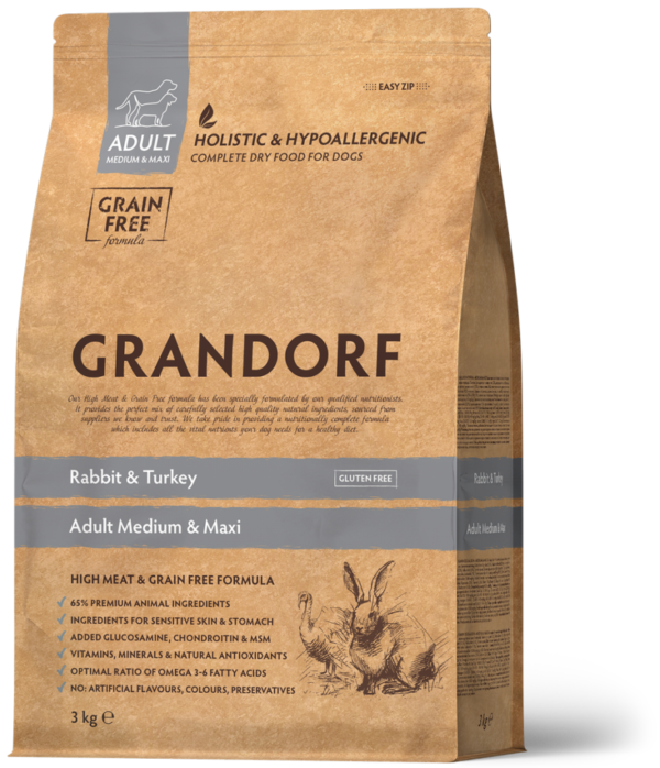 Grandorf DOG RABBIT&TURKEY MEDIUM&MAXI Кролик та індичка для середніх та крупних порід