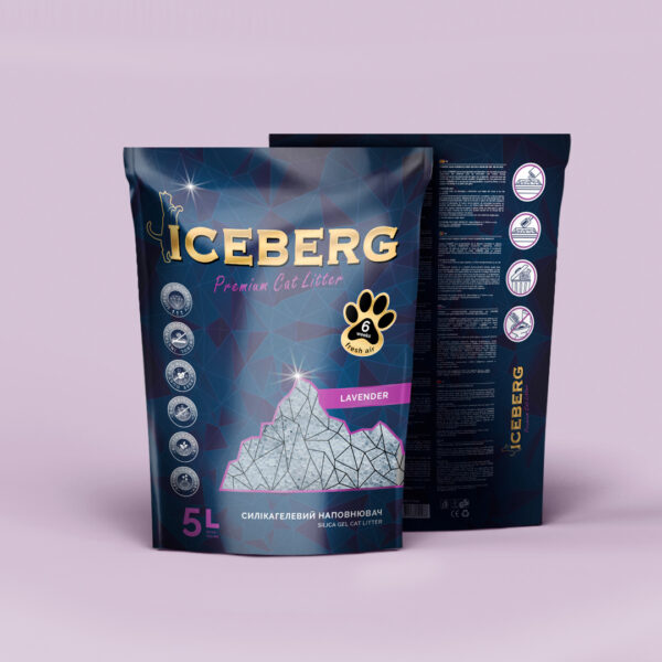 ICEBERG ЛАВЕНДЕР - ГІГІЄНІЧНИЙ НАПОВНЮВАЧ ДЛЯ КОТІВ НА ОСНОВІ КРЕМНІЄВОГО ГЕЛЮ З АРОМАТОМ ЛАВАНДИ