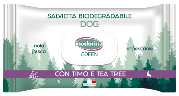 Inodorina Green Rinfrescante Біорозкладні серветки для собак з екстрактом чайного дерева 30 шт