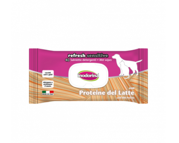 Inodorina Refresh Sensitive Proteine del Latte - Серветки освіжаючі з ароматом молока, 40 шт