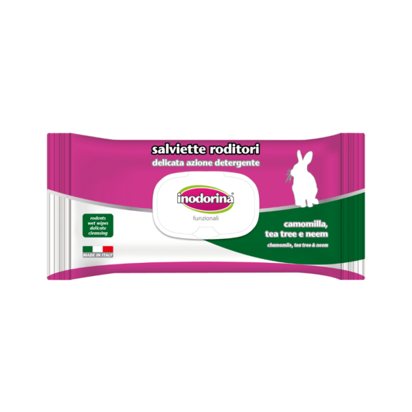 Inodorina Roditori Camomila tea tree e neem вологі серветки для гризунів з ромашкою чайним деревом та німом 40 шт