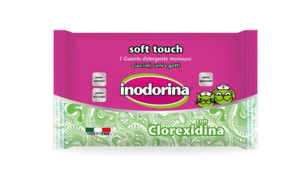 Inodorina Soft Touch Monouso Clorex - Рукавичка для очищення шерсті з хлоргексидином