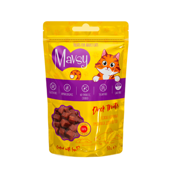 Mavsy-Duck Treats, 50 g   Мавси, Ласощі для котів з запеченої качиної грудки, 50 г