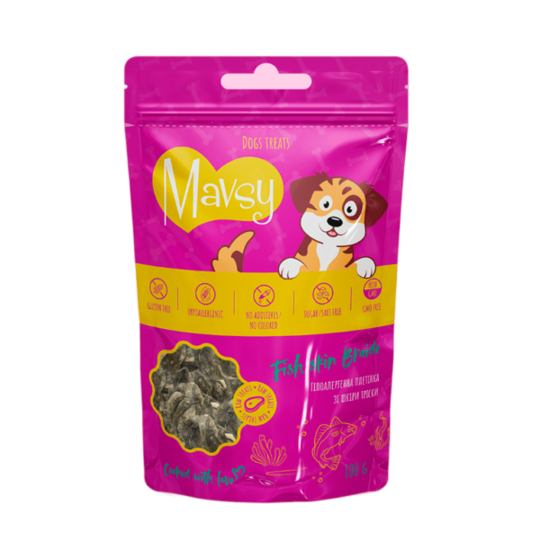 Mavsy-Fish Skin Braide, 100 g   Мавси, Гіпоалергенна плетінка зі шкіри дикого лосося для собак, 100 г